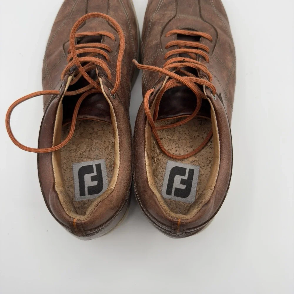 Footjoy Versalux Spikeless Golf Shoes Mens 9 Brown‎ Leather Lace Up 57253